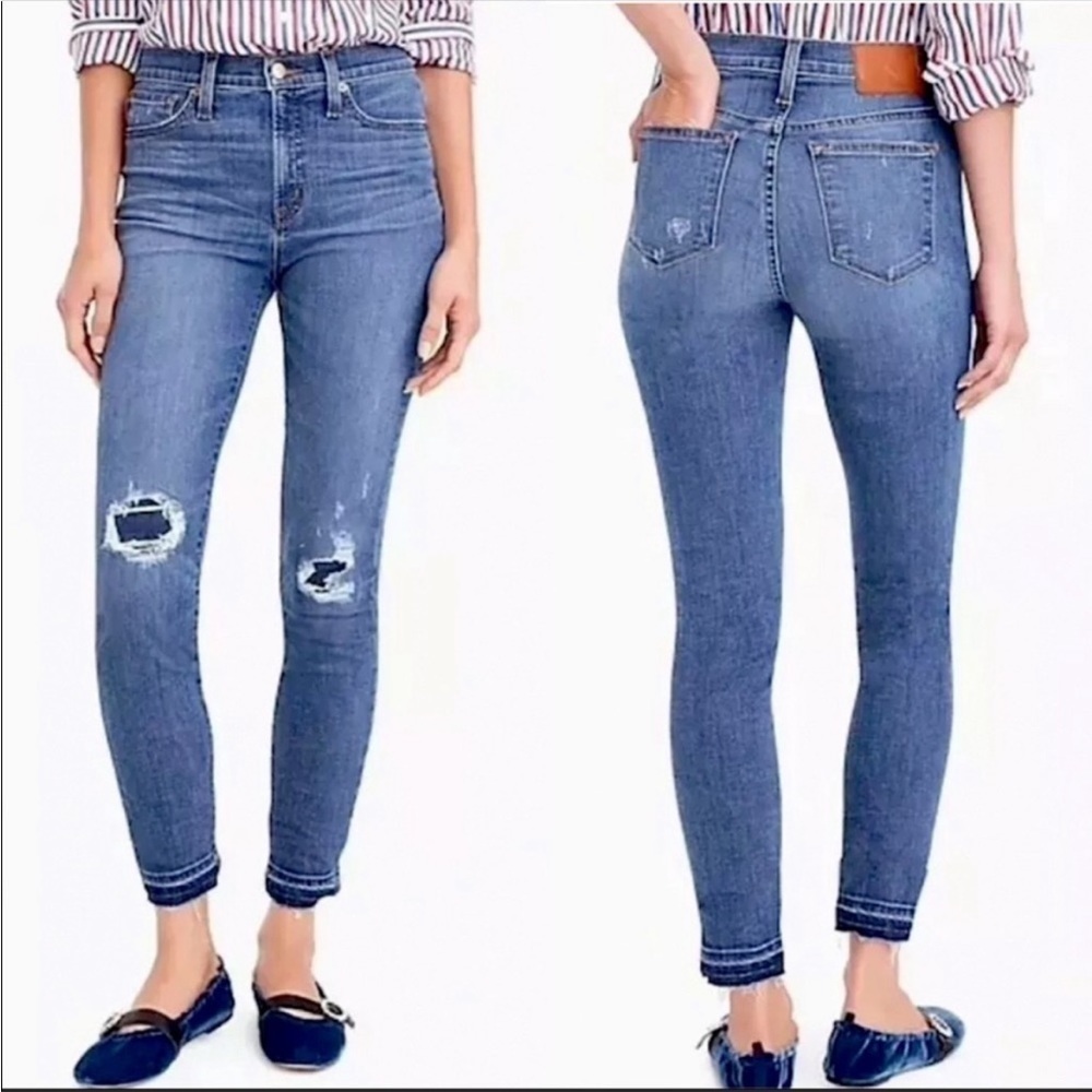 J. Crew 9” Toothpick Jean Size 24 In Rip & Repair Wash Skinny Ankle